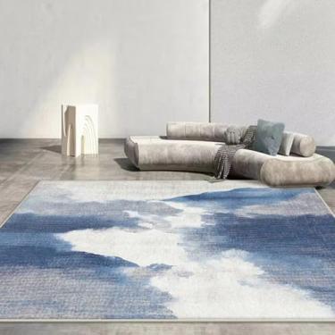 Imagem de Tapete para sala de estar, decoração de sofá, azul, tapete grande para áreas externas (3,2 x 6,5 pés (100 x 200 cm)/CX164-Flannel-7)