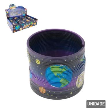Imagem de Mola Maluca de Plástico Espaço Sideral Colorido - Tudo em Caixa
