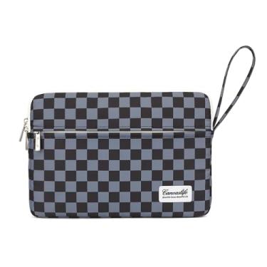 Imagem de Capa para notebook de 15,6 polegadas, à prova d'água e à prova de choque, pode ser usada para cobrir capas de carrinho de compras. O notebook é compatível com Lenovo, ASUS e HP (Black Checker)