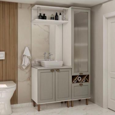 Imagem de Conjunto de Banheiro Modulado 100% Mdf Americano 3 Peças com Armário d