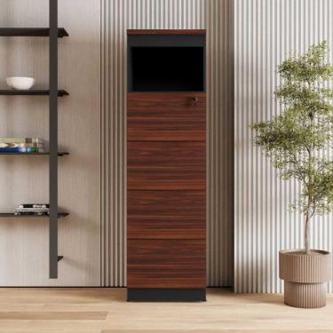 Imagem de Armário de Escritório 160cm Arquivo 4 Gavetas Puxador Cava Corporate -