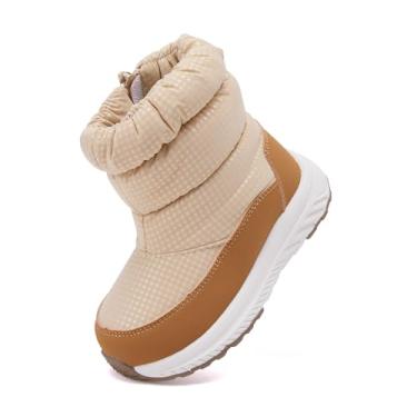 Imagem de BMCiTYBM Botas de neve para meninos e meninas, impermeável, para inverno, antiderrapante, leve, para caminhadas ao ar livre para clima frio, A-camel, 21