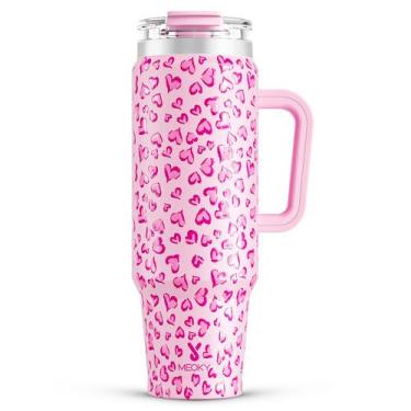 Imagem de Copo Meoky 1183ml com alça e palha de aço inoxidável