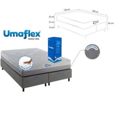 Imagem de Conjunto Cama Box Queen Bipartido Suede Colchão Fit Visco 158x198 A Vá