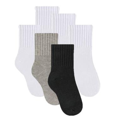 Imagem de Kit 6 Pares de Meias Selene Lisa Meninos Infantil