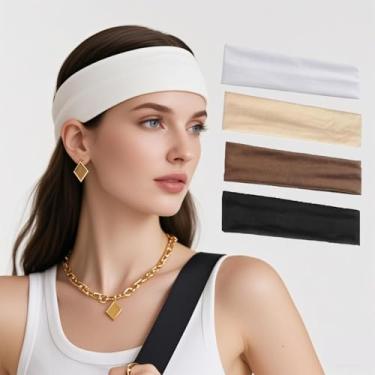 Imagem de Bandanas esportivas para homens, pacote com 4, faixa de transpiração para corrida, basquete, ioga, faixa de cabelo para mulheres e homens (MIX1)