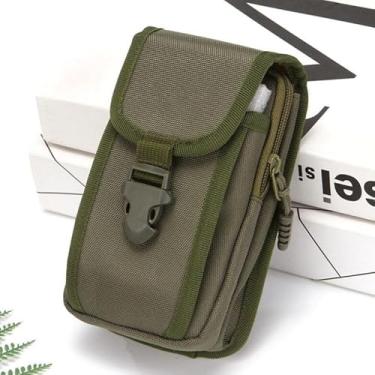 Imagem de Bolsa tática para celular Molle, coldre para smartphone, bolsa portátil para celular EDC, organizador de cartão com capacidade dupla, pacote de segurança, adequado para cinto, verde, 10 x 16,7 cm, 2