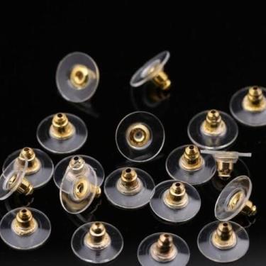 Imagem de Generic 100 peças de substituição de brincos de frisbee dourado - parte de trás de brinco hipoalergênico