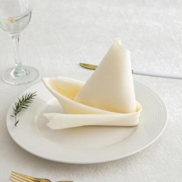 Imagem de Conjunto de 4 guardanapos de pano de 45 cm x 45 cm reutilizáveis com borda macia com bainha para jantar, almoço, casamento, festa, reunião, decoração de mesa de uso diário, bege