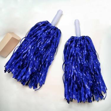 Imagem de 2 peças de pompons azuis para líderes de torcida para esquadrões esportivos, festa de dança, futebol, basquete, espírito de apresentação, celebração