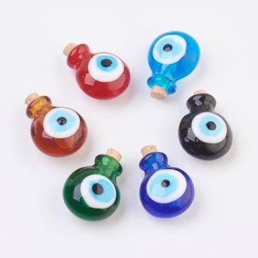 Imagem de 5 peças de pingente de frasco de perfume Lampwork colorido olho turco vidro frasco de óleo essencial pingentes para joias faça você mesmo, colares, artesanato, decoração de casa, capacidade da garrafa