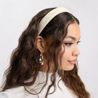 Imagem de 2 peças de esponja grossa para spa faixa de cabelo inchado para maquiagem, tratamento facial, absorvente, elástico, faixa de cabeça tamanho único para chuveiro, ioga