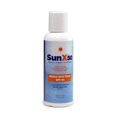 Imagem de Sun X 50 SPF Oil Free Sunscreen Lotion (4oz. Bottle) - Free of Parabens, Oxybenzone, & White Cast Properties With Broad Spectrum (UVA/UVB) Protection - Water & Sweat Resistant For Up To 80 Minutes