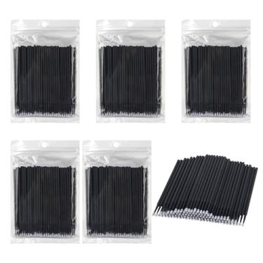 Imagem de 500 pincéis micro aplicadores pretos, microcotonetes, varinhas de rímel descartáveis para extensão de cílios e ferramentas de maquiagem