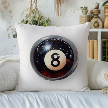 Imagem de Capas de almofada vintage Lucky Number 8 Ball Throw 45,7 x 45,7 cm, decoração elegante para sofá, preto e branco, capas de almofada decorativas estéticas