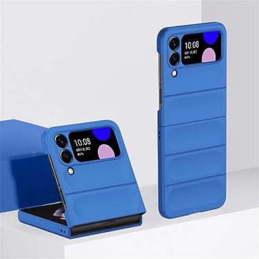 Imagem de Capa dura com sensação de pele para Samsung Galaxy Z Flip 3 4 5 5G Flip4 Flip5 Capa fosca de proteção lisa dobrável, azul Klein, para Samsung Z Flip4