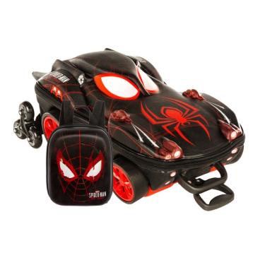 Imagem de Mochila Rodas Tripla Lancheira Homem Aranha Miles 3D Maxtoy