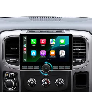 Imagem de Rádio de carro para Dodge Ram 1500 2500 3500 manual/automático ar condicionado 2013-2018 atualização estéreo, botão único de 10 polegadas, tela sensível ao toque Android 13.0 com reprodução sem fio,
