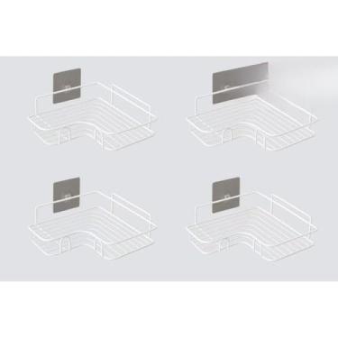 Imagem de Kit 1/2/4 Prateleiras de Banheiro Sem Furo com Suporte e Adesivo Forte – Organizador Multifuncional para Shampoo, Sabonete, Cozinha e Lavanderia(23)