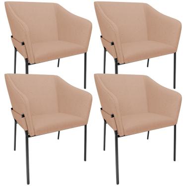 Imagem de Kit 4 Cadeiras Para Sala de Jantar Estar Living Olívia L02 Linho Rosê - Lyam Decor