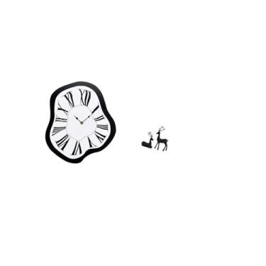 Imagem de Fenteer Escultura de Relógio de Parede em Acrílico Distorcido, Relógio Criativo Exclusivo com Resina Derretida, Estatueta de Rena, Decoração de Luxo para Sala