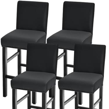 Imagem de GOSTADY Conjunto de 4 capas de banco de bar, à prova d'água, capas de assento de banco de bar, com altura elástica, para cadeira alta de pub com encosto, capas de cadeira de bar para cozinha, sala de