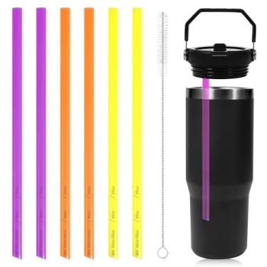 Imagem de 6 canudos de substituição compatíveis com Stanley IceFlow copo de aço inoxidável de 850 g, canudos de plástico reutilizáveis de 3 cores compatíveis com Stanley Flip Cup 20/40/1,8 g Acessórios para