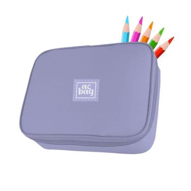 Imagem de Estojo Box Organizador Lilás Grande Escolar Multiuso Kawaii Múltiplos Compartimentos Volta as Aulas