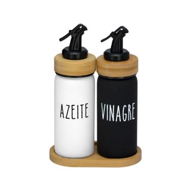 Imagem de Galheteiro de Vidro com Suporte de Bambu Doha Hauskraft