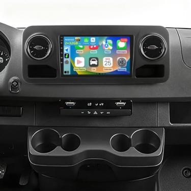 Imagem de Rádio estéreo automotivo de 10 polegadas para Mercedes Sprinter 2018-2022 Carplay GPS Navi, rádio duplo Din com tela sensível ao toque de 4 + 64 G para Mercedes Sprinter Head Unit Backup, câmera, sem