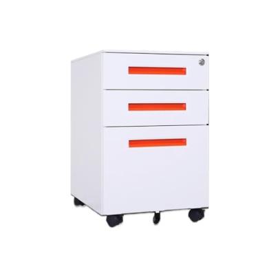 Imagem de Armário de Arquivos Armário de arquivo móvel aço colorido sob a mesa, armário armazenamento grosso com três gavetas e rodas(Orange)