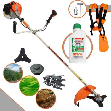 Imagem de Roçadeira Profissional Lateral Vulcan Vr620h À Gasolina 2t 62cc 3hp + Óleo Castrol Stihl 500ml + Enxada Rotativa Durali