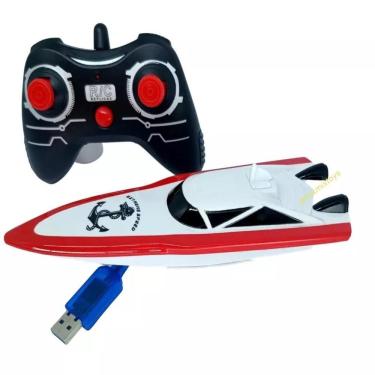 Imagem de Barco Lancha Controle Remoto Carrinho Aquático Brinquedo Agua Multifunções Recarregável - Bivolt