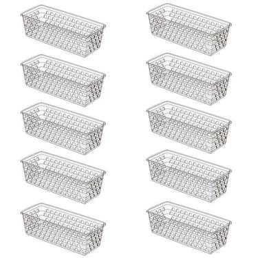 Imagem de Kit 10 Cesto Organizador Multiuso Retangular Transparente - Uninjet