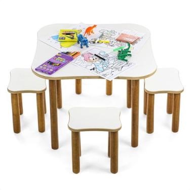Imagem de Mesa Infantil de Atividades Desenhos Com 4 Cadeiras Playground Infanti