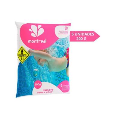 Imagem de Kit 5 Pastilhas Tablete Cloro 200g Tripla Ação P/ Piscinas - Montreal