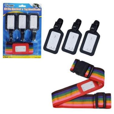 Imagem de Conjunto Kit Fita Ajustável e Tag Identificador Etiqueta Para Mala Moc