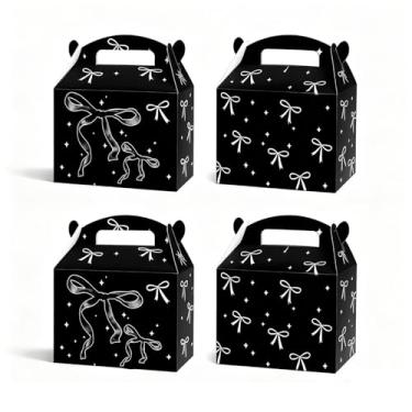 Imagem de 36 caixas de lembrancinhas de festa com alças, caixas de doces dobráveis de papel de 15 cm, caixas de presente para aniversário, chá de bebê, casamento, decorações de artigos de festa infantil (laço