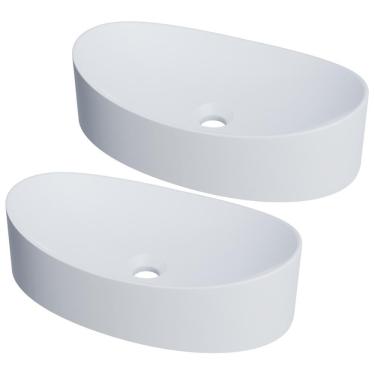 Imagem de Kit 02 Cubas De Apoio Canoa Lavabo C01 Bc47w Branco Matte Fosca - Lyam