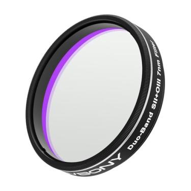 Imagem de SVBONY Filtro de telescópio SV220, filtro de nebulosa de banda dupla de 7 nm SII e OIII, profundidade de corte de alta transmissão OD5, use com câmera colorida de uma foto, reduz a poluição luminosa