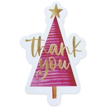 Imagem de Adesivos fofos de agradecimento em forma de árvore de Natal, 2 rolos para pequenas empresas, 240 peças, grandes etiquetas adesivas personalizadas à prova d'água para sacolas de embalagem de presente