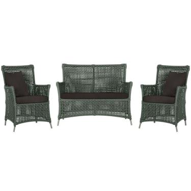 Imagem de Jogo Sofá E 2 Poltronas Igapó Alumínio Fendi E9 Trama Verde