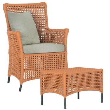 Imagem de Poltrona E Mesa Igapó Em Alumínio Preta Corda Náutica E3 Terra Cota