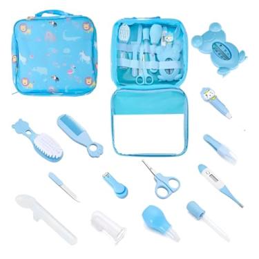 Imagem de Kit de Higiene e Cuidados para Bebê, 13 Peças com Bolsa Organizadora (Azul)