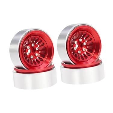 Imagem de Dynwave 4x Aros de Roda RC com Encaixe Hexagonal de 7mm, Modificação Premium, Leves, Peças de Reposição para Montagem e Upgrade de Caminhões RC TRX4M 1/18 e, Vermelho