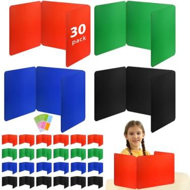 Imagem de Divisores de mesa coloridos para estudantes, divisórias de teste de plástico durável à prova d'água, pastas de privacidade para sala de aula, fácil de limpar, painel de privacidade de mesa, painéis de