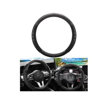 Imagem de FALVFUN Capa de volante de carro, couro antiderrapante de 38 cm, acessórios de proteção interior automotiva respirável, universal para caminhão SUV Sedan (preto)