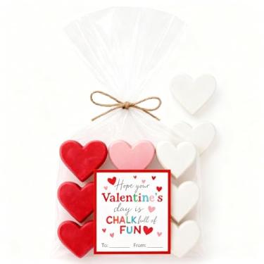 Imagem de Tenceur 12 Sets Valentines Chalk Gift Set Heart Shaped Chalk Valentines Day Cards Party Favors Ideal Classroom Gift Stuffer Fillers DIY Projects Notes and Decor