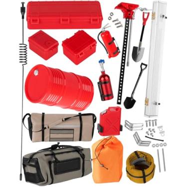 Imagem de RCHuiWow RC Crawler Simulation Decoration Upgrades Part for SCX10 TRX4 TRX6 Red cat,Shovel,Storage Bag,Antennas,Pot Bag,Monkey Pole,Oil Drum Set,Large outsourcing,ARB Bag,Suitcase,Tent,Red