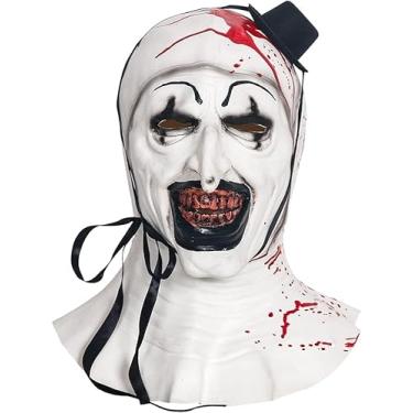 Imagem de Máscara de palhaço de látex Halloween terrificadores horror arte assassino assustador engraçado fantasia de festa de cosplay de Halloween (WHITE)